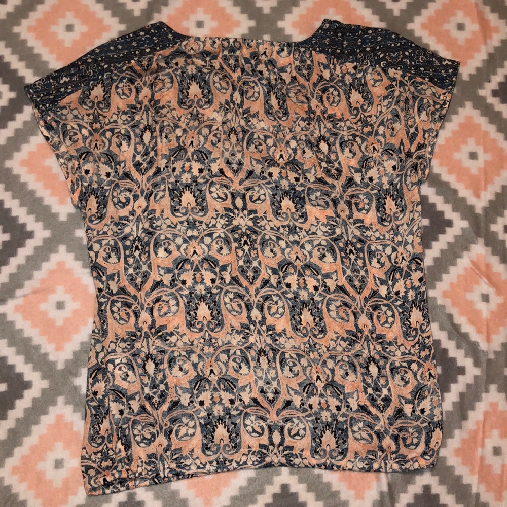 Lucky Brand Womens Low V-Neck Cap Sleeve Top Sz XS - Picture 7 of 8